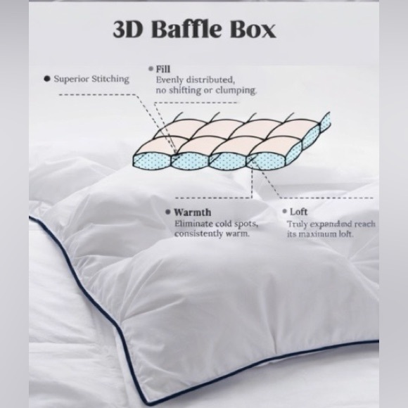 Puredown 800 fill White Goose Down Comforter King cloud puffy pinch pleat $729 - Picture 10 of 16